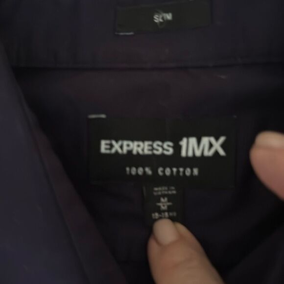 NWOT Express Mens 1 MX Purple Long Sleeve Cotton Dress Shirt. Size Medium - Picture 6 of 9